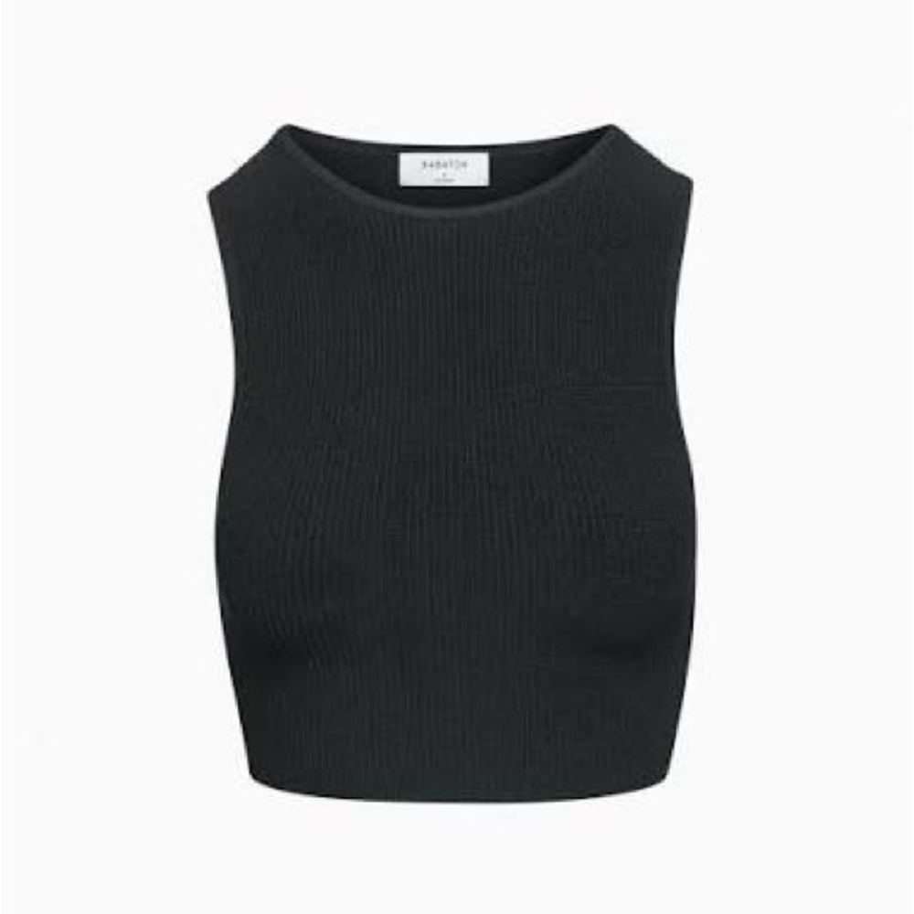 Aritzia Babaton Sculp Knit Crop Racer Tank - Black XS